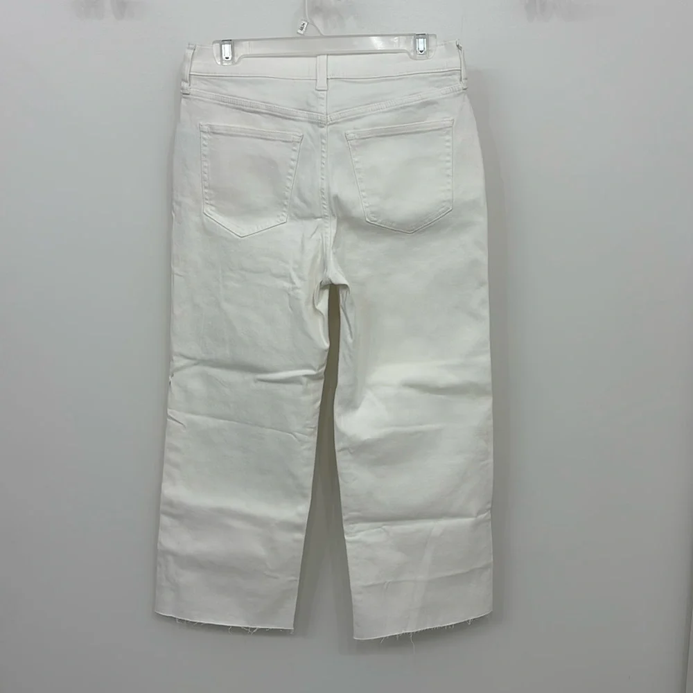 NWT J. Crew Petite slim-wide jean in White Denim Cropped Ankle Jeans raw hem - Picture 6 of 12